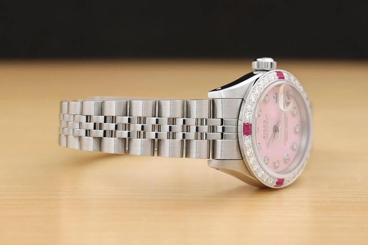 ROLEX LADIES DATEJUST 69174 18K WHITE GOLD PINK DIAMOND RUBY STEEL JUBILEE WATCH - 7