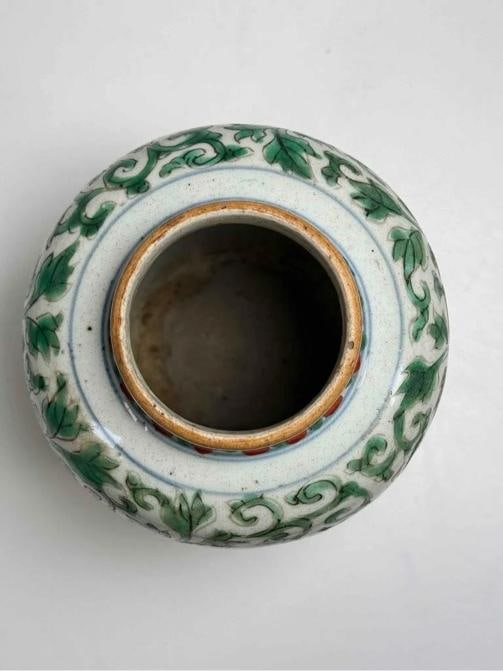 Antique 17thC Chinese Ming Dynasty Wucai Painted Fenghuang Porcelain Jar Pot - 12