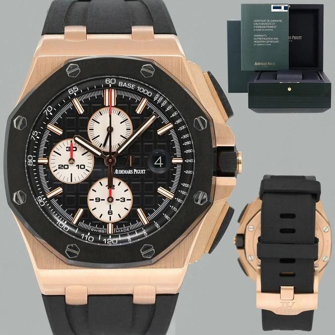 PAPERS Audemars Piguet Royal Oak Ceramic Rose Gold 26400or 44mm Chrono Watch (1 of 7)