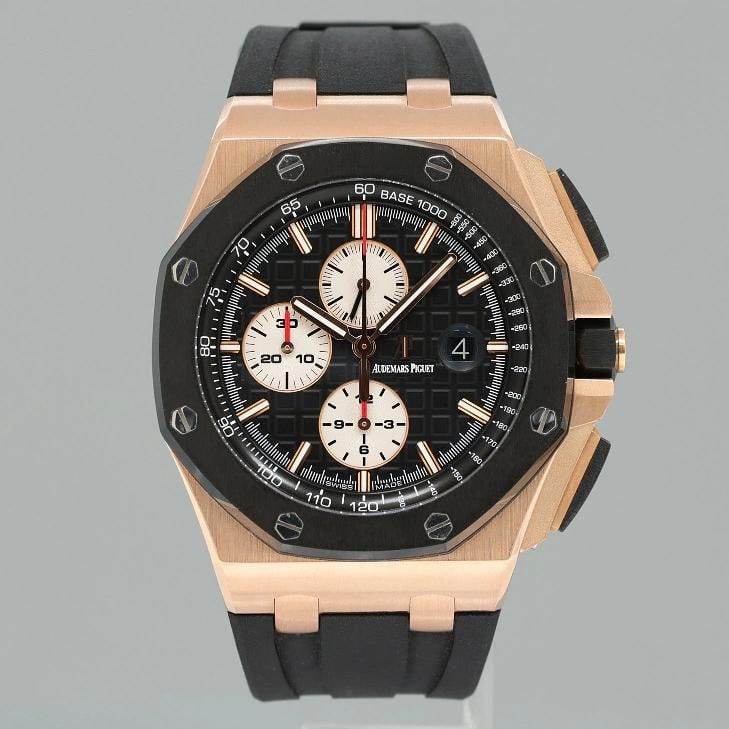 PAPERS Audemars Piguet Royal Oak Ceramic Rose Gold 26400or 44mm Chrono Watch - 2