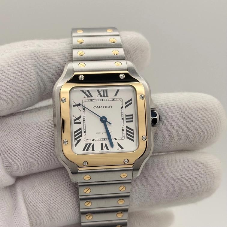 2025 Cartier Santos Medium W2SA0016 35mm Silver Dial 18k Gold Steel Box Paper - 2