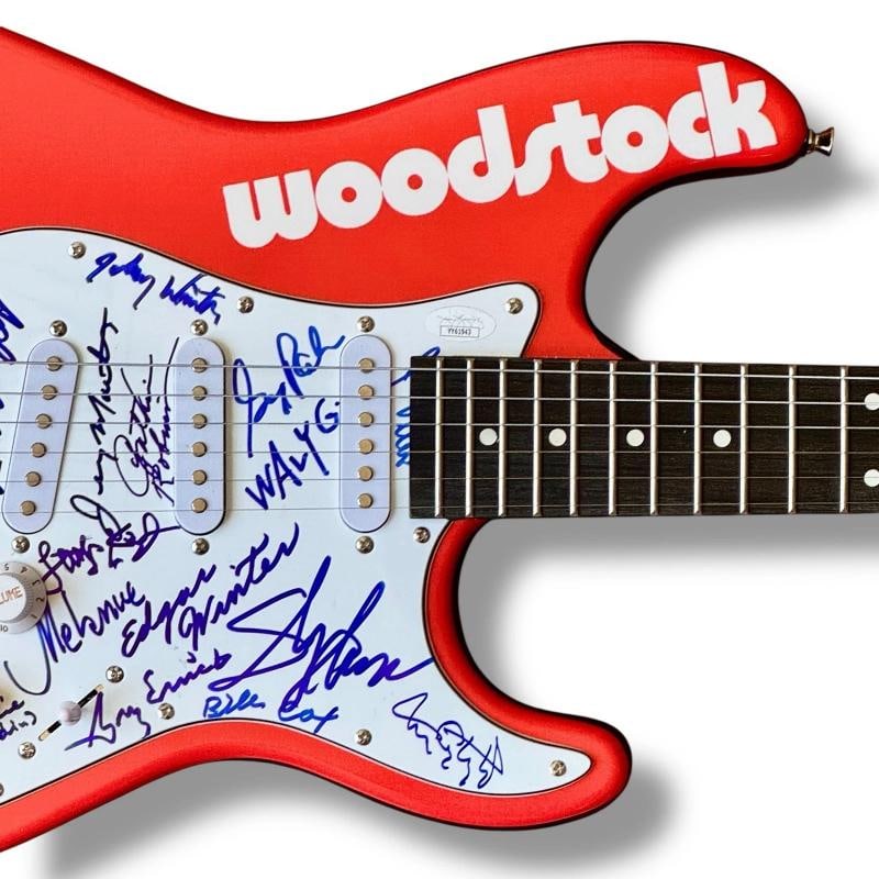 Woodstock Signed Guitar JSA COA 16 Signatures Sly Stone Tom Constanten Billy Cox - 3