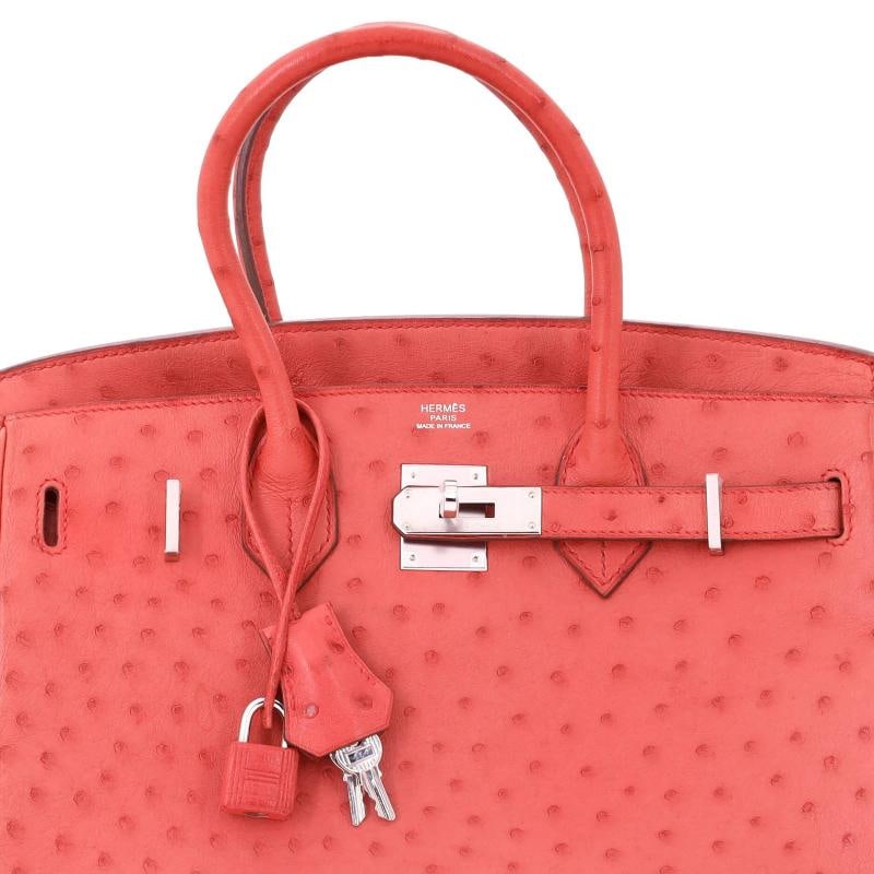 Hermes Birkin Handbag Pink Ostrich with Palladium Hardware 30 - 10