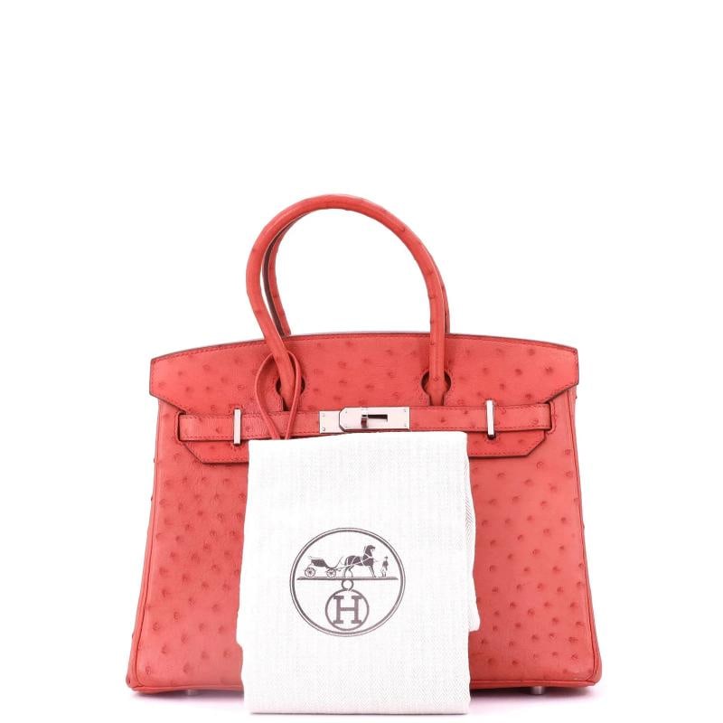 Hermes Birkin Handbag Pink Ostrich with Palladium Hardware 30 - 3