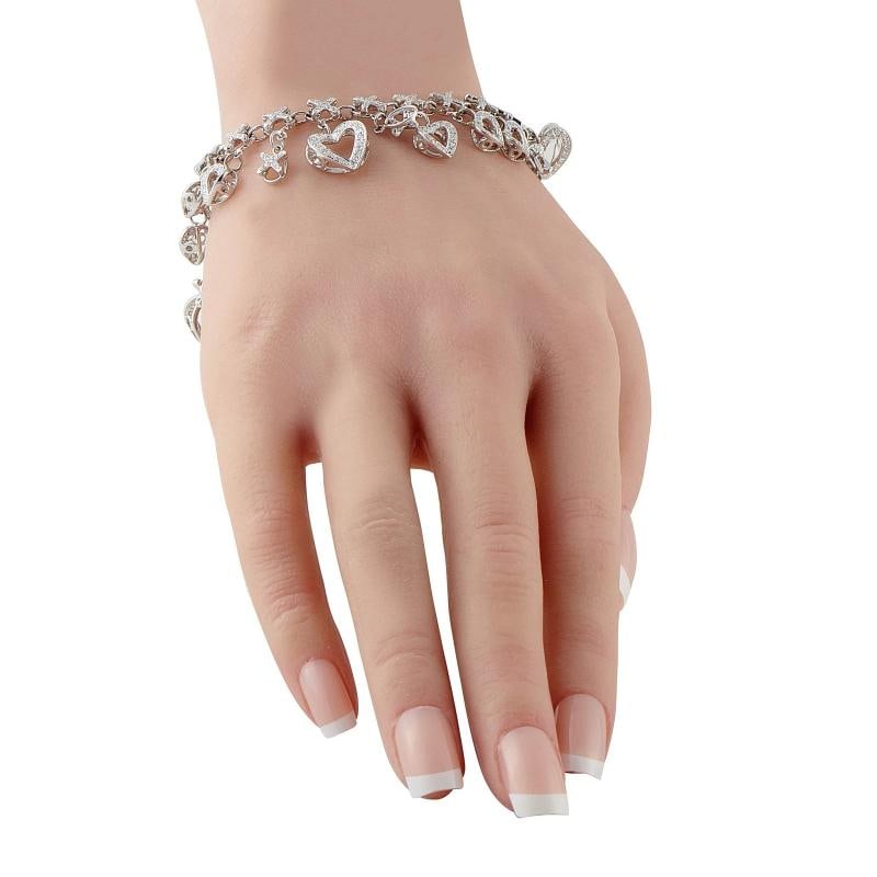 18K White Gold 2.5ct Diamond Charm Bracelet - 2