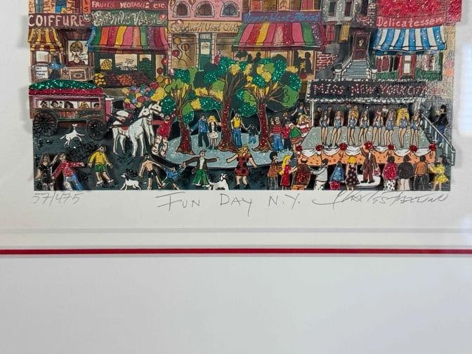 Vintage Charles Fazzino Fun Day NY New York 3D Pop Art Framed Artwork 57/475 - 11