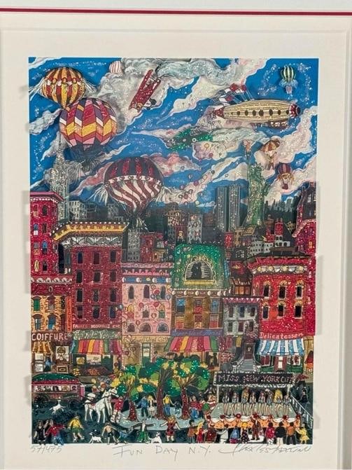 Vintage Charles Fazzino Fun Day NY New York 3D Pop Art Framed Artwork 57/475 - 8