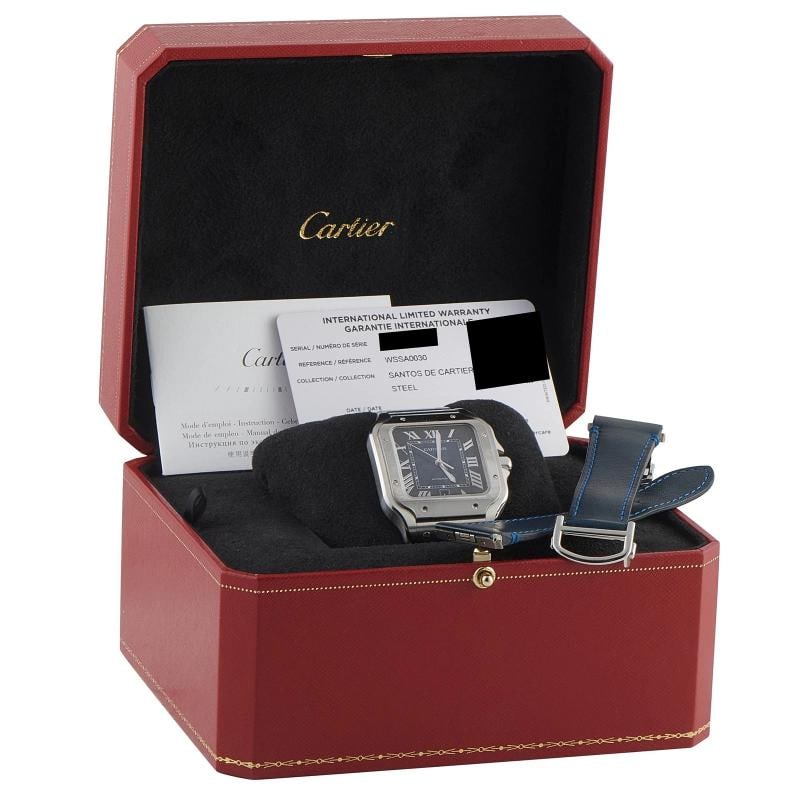Cartier Santos Large Blue Dial Steel Watch WSSA0030 - 5