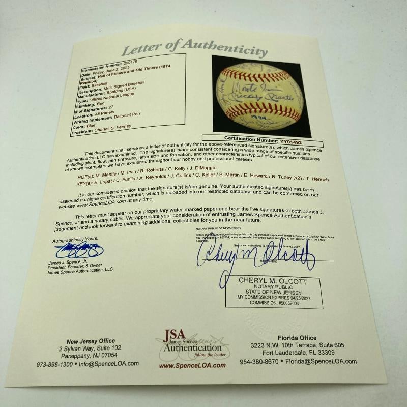 Mickey Mantle & Joe Dimaggio 1974 Hall Of Fame Induction Signed Baseball JSA COA - 3