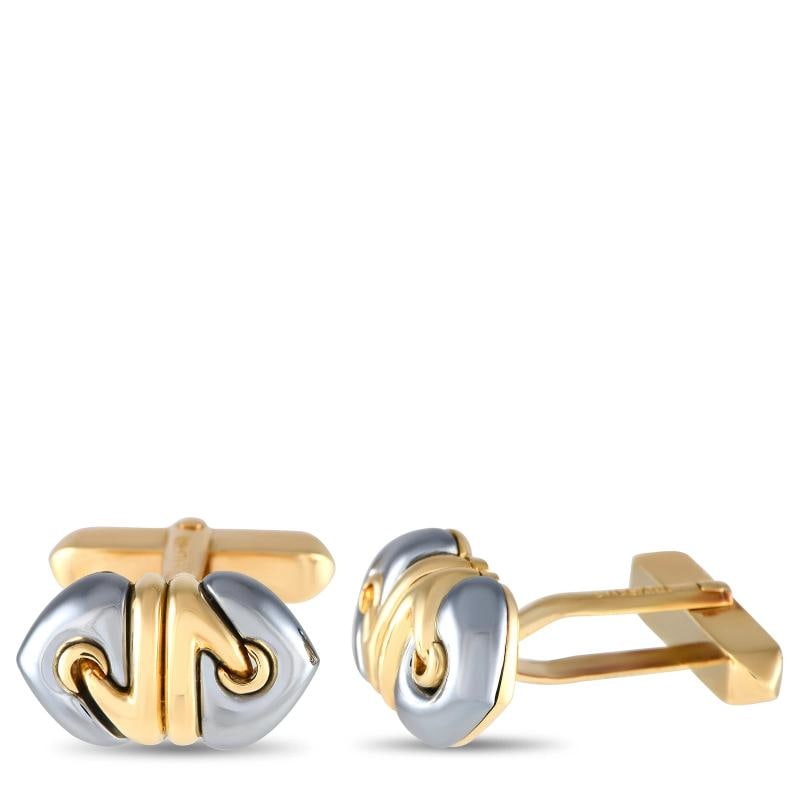 Bvlgari Doppio Cuore 18K Yellow Gold Hematite Cufflinks BV27-051524: Condition: Pre-owned - Good: This item has been gently used but is in good condition. It might have a few signs of wear, like light scratches or tarnishing. All imperfections should be shown and descr