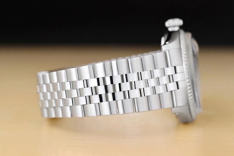 ROLEX MENS DATEJUST 1601 BLUE DIAL 18K WHITE GOLD STEEL WATCH w/ FOLDED BAND - 8