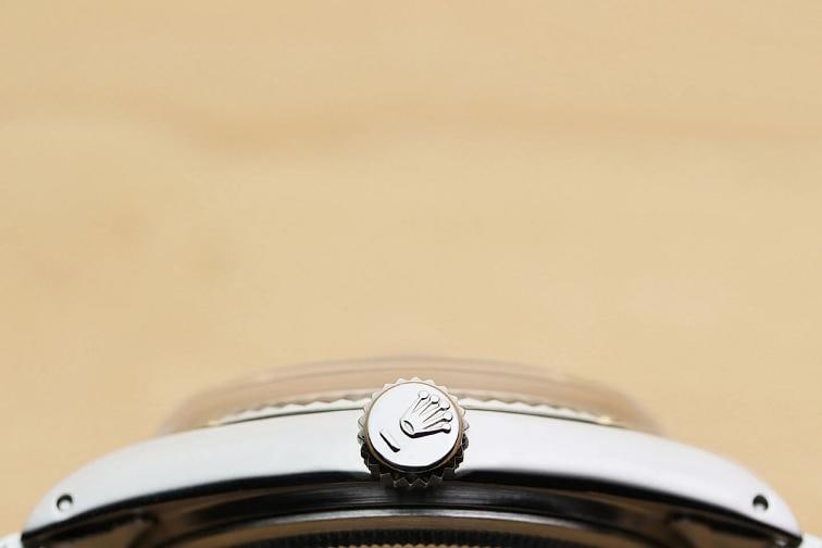 ROLEX MENS DATEJUST 1601 BLUE DIAL 18K WHITE GOLD STEEL WATCH w/ FOLDED BAND - 9