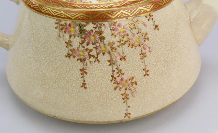 Lovely 21 Piece Japanese Satsuma Tea Set Service for 6 Cherry Blossoms - 3