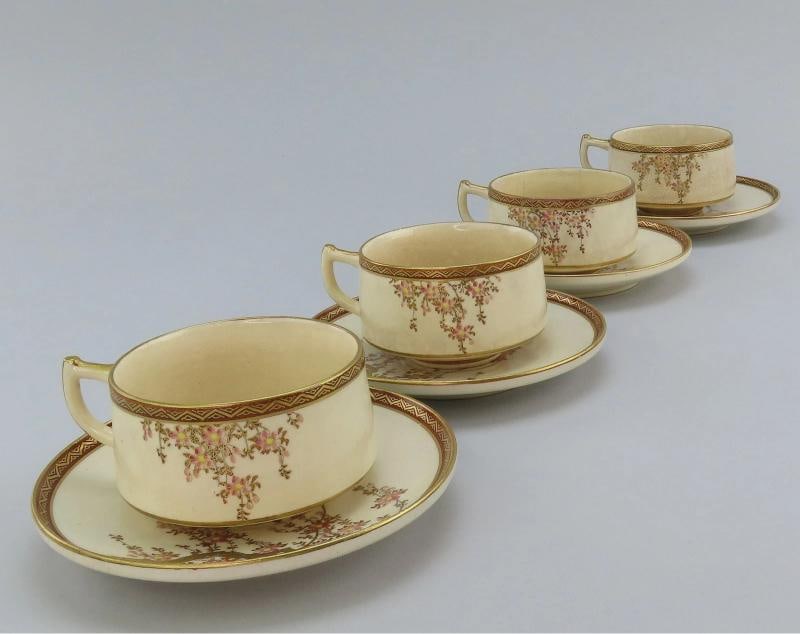 Lovely 21 Piece Japanese Satsuma Tea Set Service for 6 Cherry Blossoms - 7