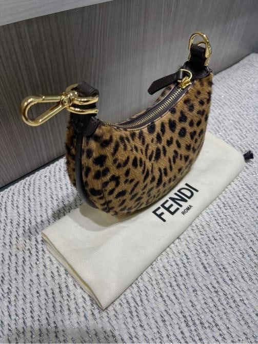 Fendi Fendigraphy Nano Hobo Bag Cavallino calfskin with Fendi Leo print - 4