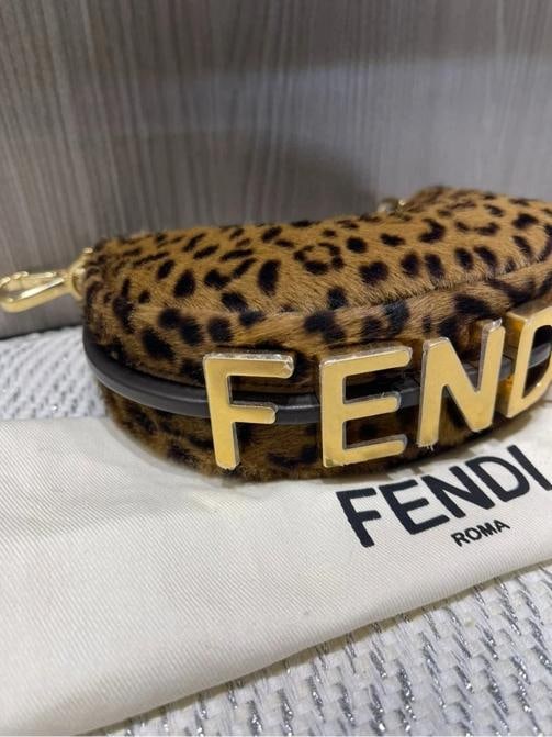 Fendi Fendigraphy Nano Hobo Bag Cavallino calfskin with Fendi Leo print - 9