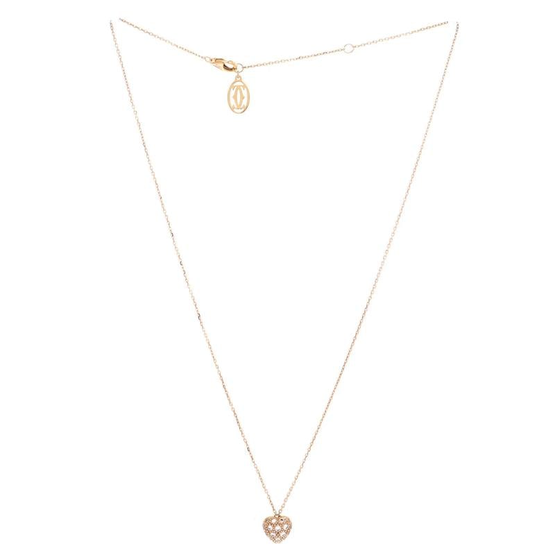 Cartier Heart Pendant Necklace 18K Rose Gold and Diamonds - 2