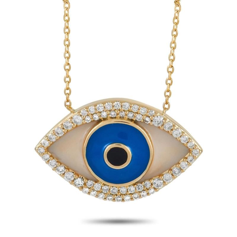 14K Yellow Gold 0.38 ct Diamond Evil Eye Necklace: Condition: New with packaging: This item is brand new and has never been worn. It still has the original packaging. ,Brand: LB Exclusive,Main Stone: See Description,Metal: 14K Yellow Gold,Metal