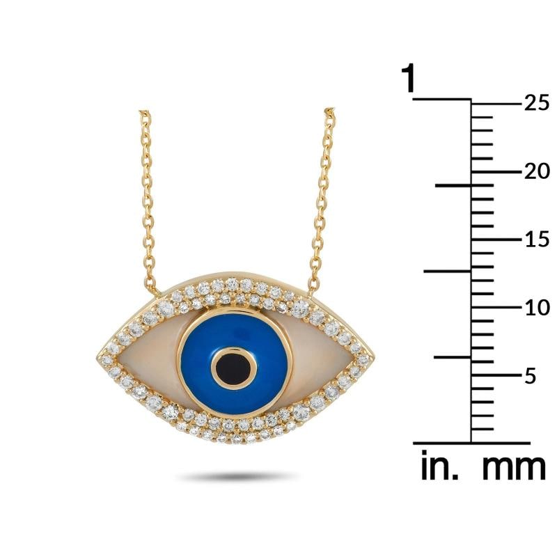 14K Yellow Gold 0.38 ct Diamond Evil Eye Necklace - 4