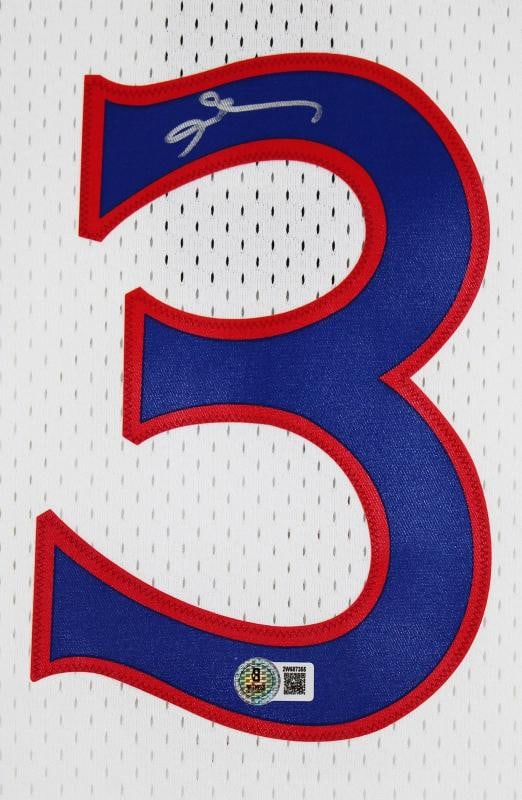 76ers Allen Iverson Signed White 1996-97 M&N HWC Swingman Jersey BAS Witnessed - 3
