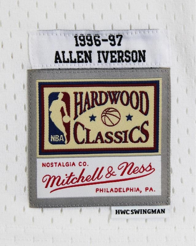 76ers Allen Iverson Signed White 1996-97 M&N HWC Swingman Jersey BAS Witnessed - 6