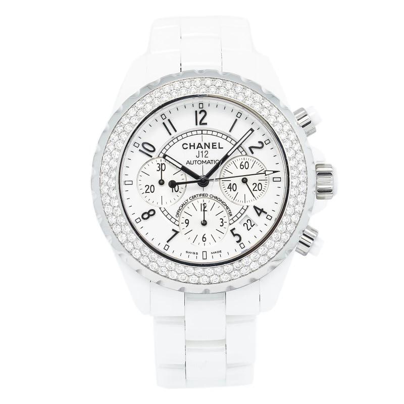 Chanel J12 H1008 Automatic Ceramic White Dial Diamond Bezel Ladies Watch 41mm (1 of 6)
