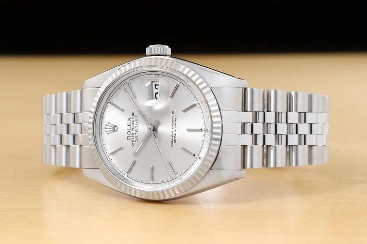 ROLEX MENS DATEJUST 16014 18K GOLD STEEL SILVER DIAL WATCH w/ ROLEX BRACELET - 2