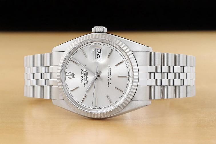 ROLEX MENS DATEJUST 16014 18K GOLD STEEL SILVER DIAL WATCH w/ ROLEX BRACELET - 3