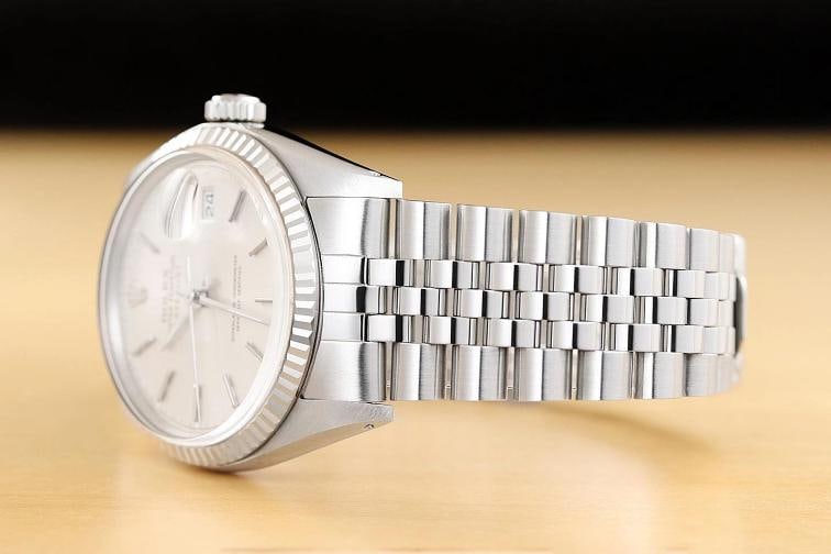 ROLEX MENS DATEJUST 16014 18K GOLD STEEL SILVER DIAL WATCH w/ ROLEX BRACELET - 4