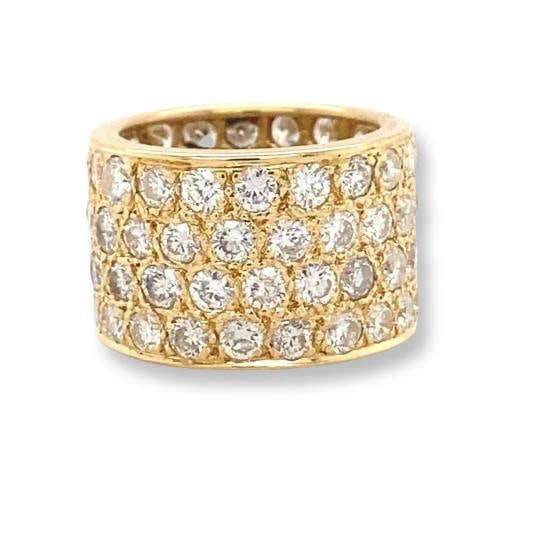 Round Diamond Four Row Eternity Band Ring in 14K Yellow Gold: Condition: Pre-owned - Good,Brand: Unbranded,Ring Size: 5,Main Stone Treatment: Not Enhanced,Type: Eternity,Metal Purity: 14k,Customized: Yes,Sizable: No,Main Stone Color: Yellow,Metal: Yellow Gold,To