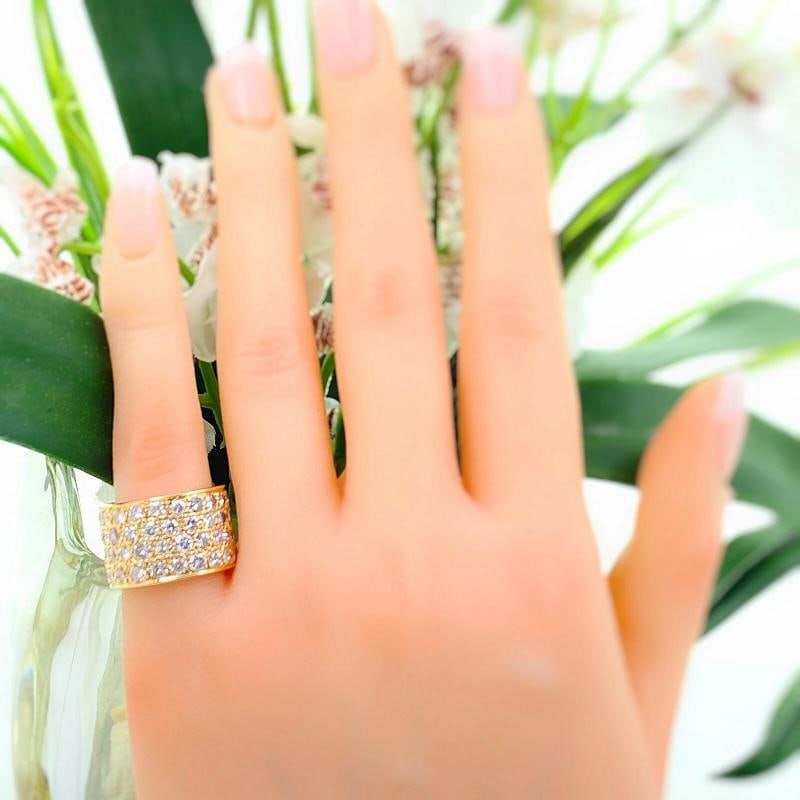 Round Diamond Four Row Eternity Band Ring in 14K Yellow Gold - 2