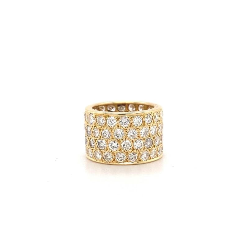 Round Diamond Four Row Eternity Band Ring in 14K Yellow Gold - 6