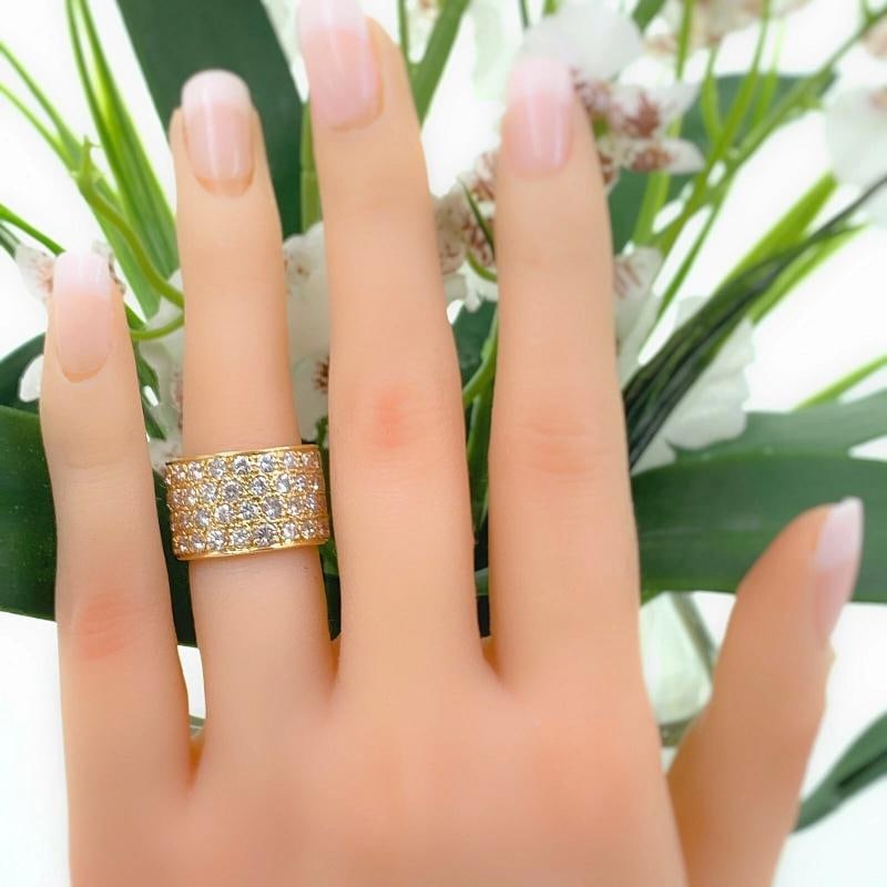 Round Diamond Four Row Eternity Band Ring in 14K Yellow Gold - 8