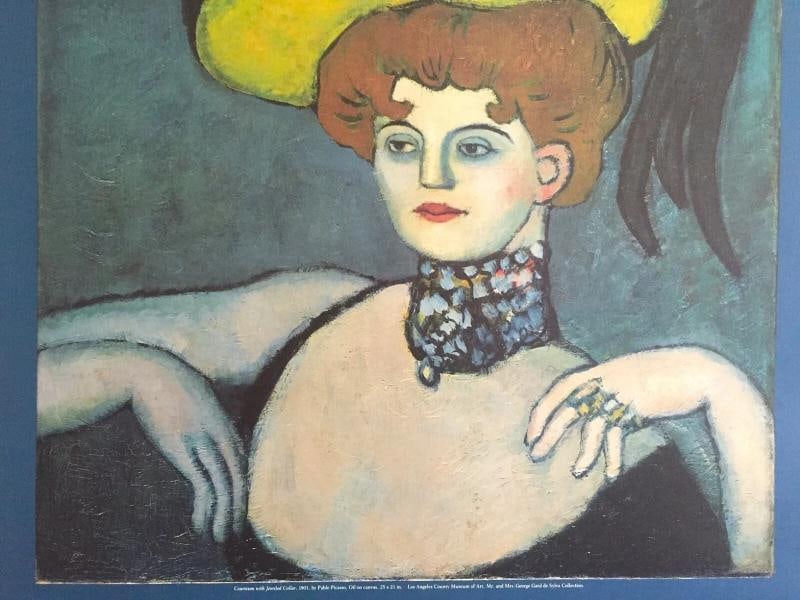 PICASSO RARE 1985 LITHO PRINT EXHBT POSTER "COURTESAN WITH JEWELED COLLAR" 1901 - 10