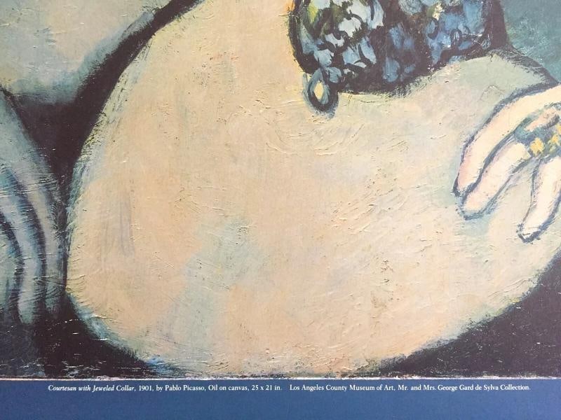 PICASSO RARE 1985 LITHO PRINT EXHBT POSTER "COURTESAN WITH JEWELED COLLAR" 1901 - 12