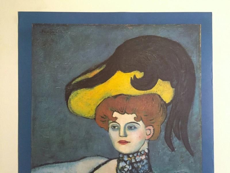 PICASSO RARE 1985 LITHO PRINT EXHBT POSTER "COURTESAN WITH JEWELED COLLAR" 1901 - 2