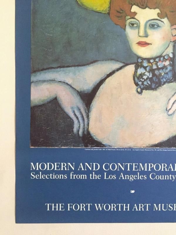PICASSO RARE 1985 LITHO PRINT EXHBT POSTER "COURTESAN WITH JEWELED COLLAR" 1901 - 6