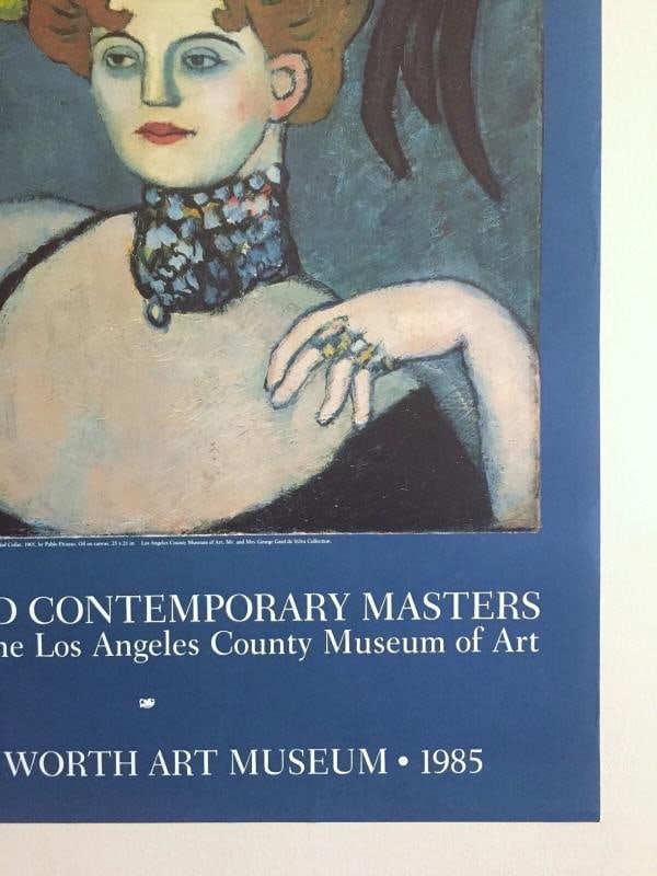 PICASSO RARE 1985 LITHO PRINT EXHBT POSTER "COURTESAN WITH JEWELED COLLAR" 1901 - 7