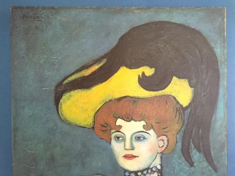 PICASSO RARE 1985 LITHO PRINT EXHBT POSTER "COURTESAN WITH JEWELED COLLAR" 1901 - 9