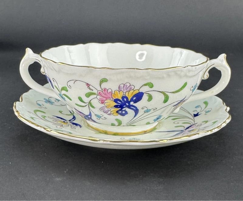 12 Coalport Fanfare Japan 2 Handle Bullion Soups with Under Plates: Condition: Used: An item that has been used previously. The item may have some signs of cosmetic wear, but is fully operational and functions as intended. This item may be a floor model or store retur