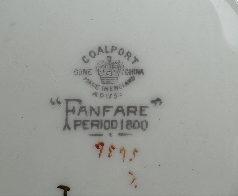 12 Coalport Fanfare Japan 2 Handle Bullion Soups with Under Plates - 7