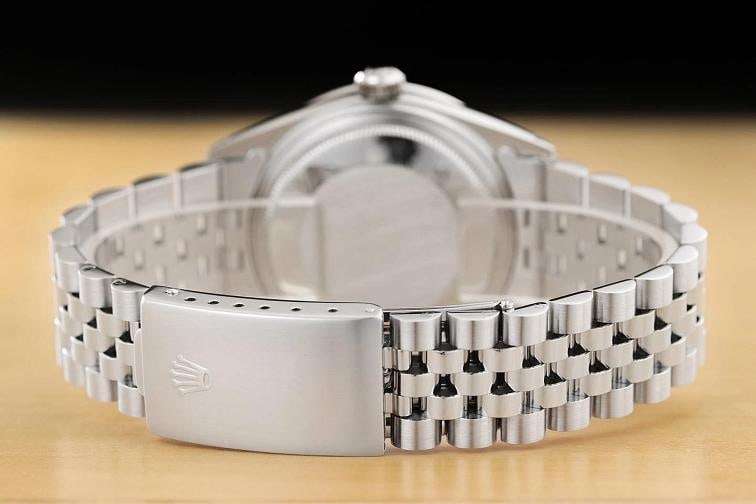 ROLEX MENS DATEJUST 16234 BLACK FACTORY DIAMOND RUBY 18K WHITE GOLD STEEL WATCH - 6