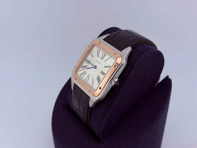 Cartier Santos Dumont XL W2SA0017 4305 33.9mm Silver Dial 18k Rose Gold Steel - 2