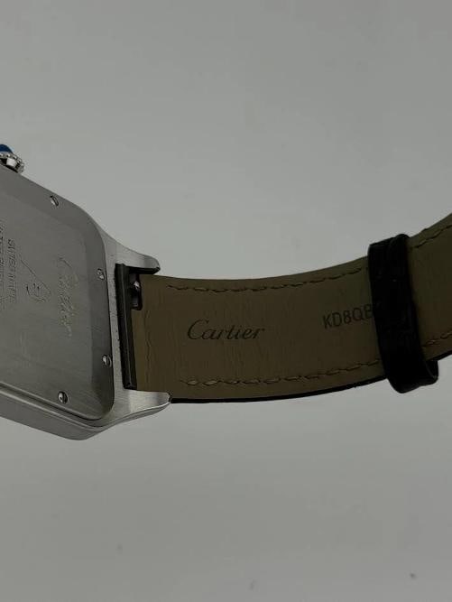 Cartier Santos Dumont XL W2SA0017 4305 33.9mm Silver Dial 18k Rose Gold Steel - 8