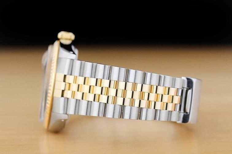 ROLEX MENS DATEJUST 16013 WHITE ROMAN DIAL 18K YELLOW GOLD STEEL TWO TONE WATCH - 5