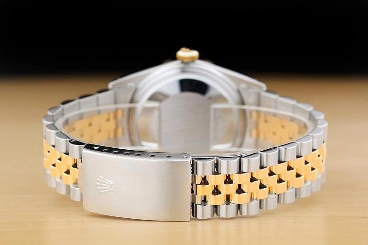 ROLEX MENS DATEJUST 16013 WHITE ROMAN DIAL 18K YELLOW GOLD STEEL TWO TONE WATCH - 6