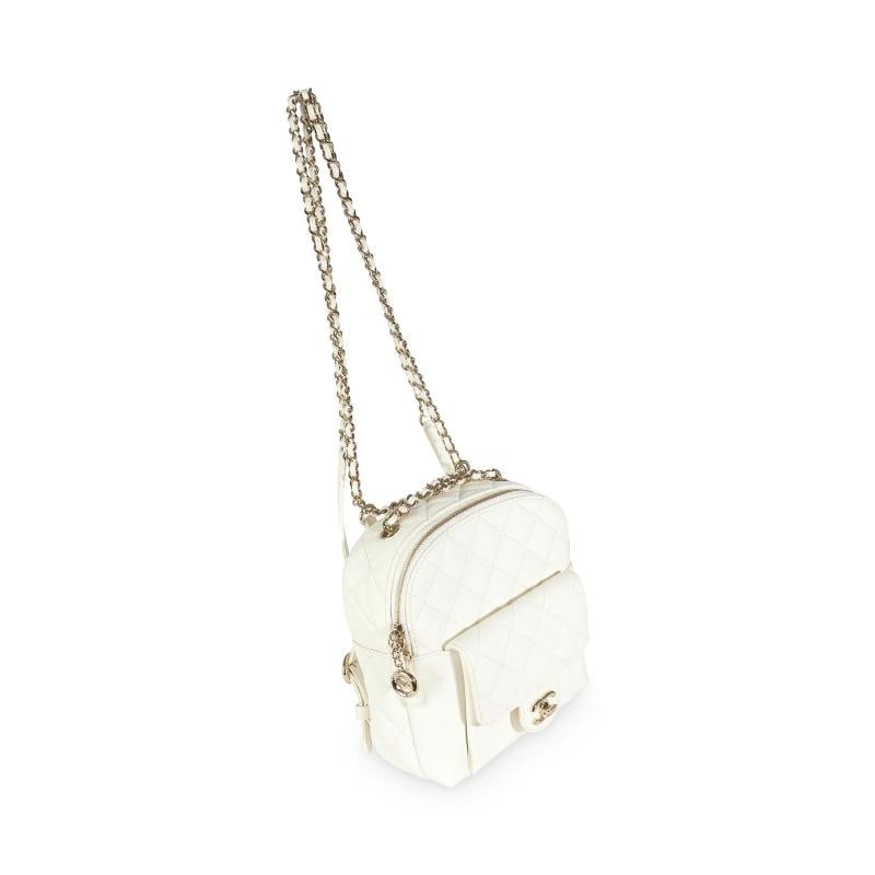 Chanel White Quilted Caviar Small CC Day Backpack Handbag - 5