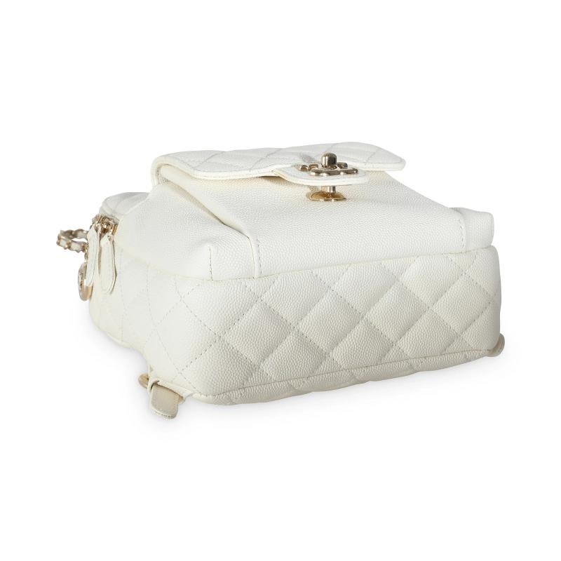 Chanel White Quilted Caviar Small CC Day Backpack Handbag - 8