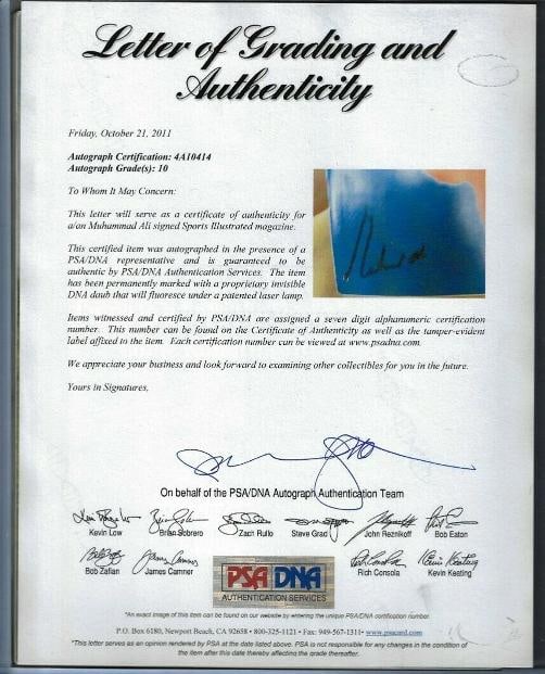 Muhammad Ali Signed SI Magazine Oct 1974 PSA DNA ITP LOA Graded 10 - 4
