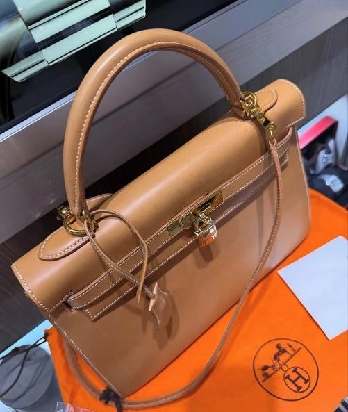 HermÃƒÂ¨s Kelly 32 Sellier Natural Box Calf Leather Gold Hardware Ã¢&# - 5